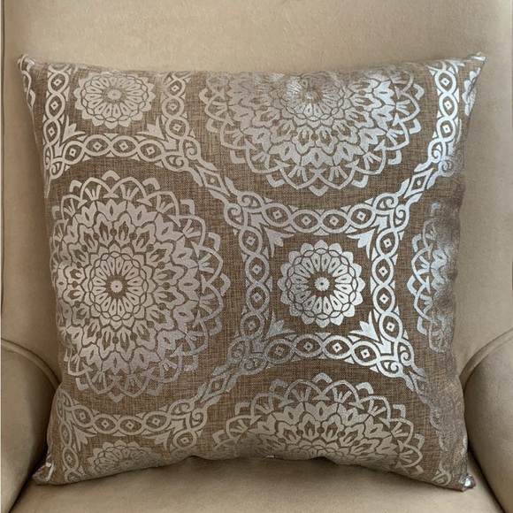Elegant Brown and Silver Decorative Pillow - Picture 3 of 3